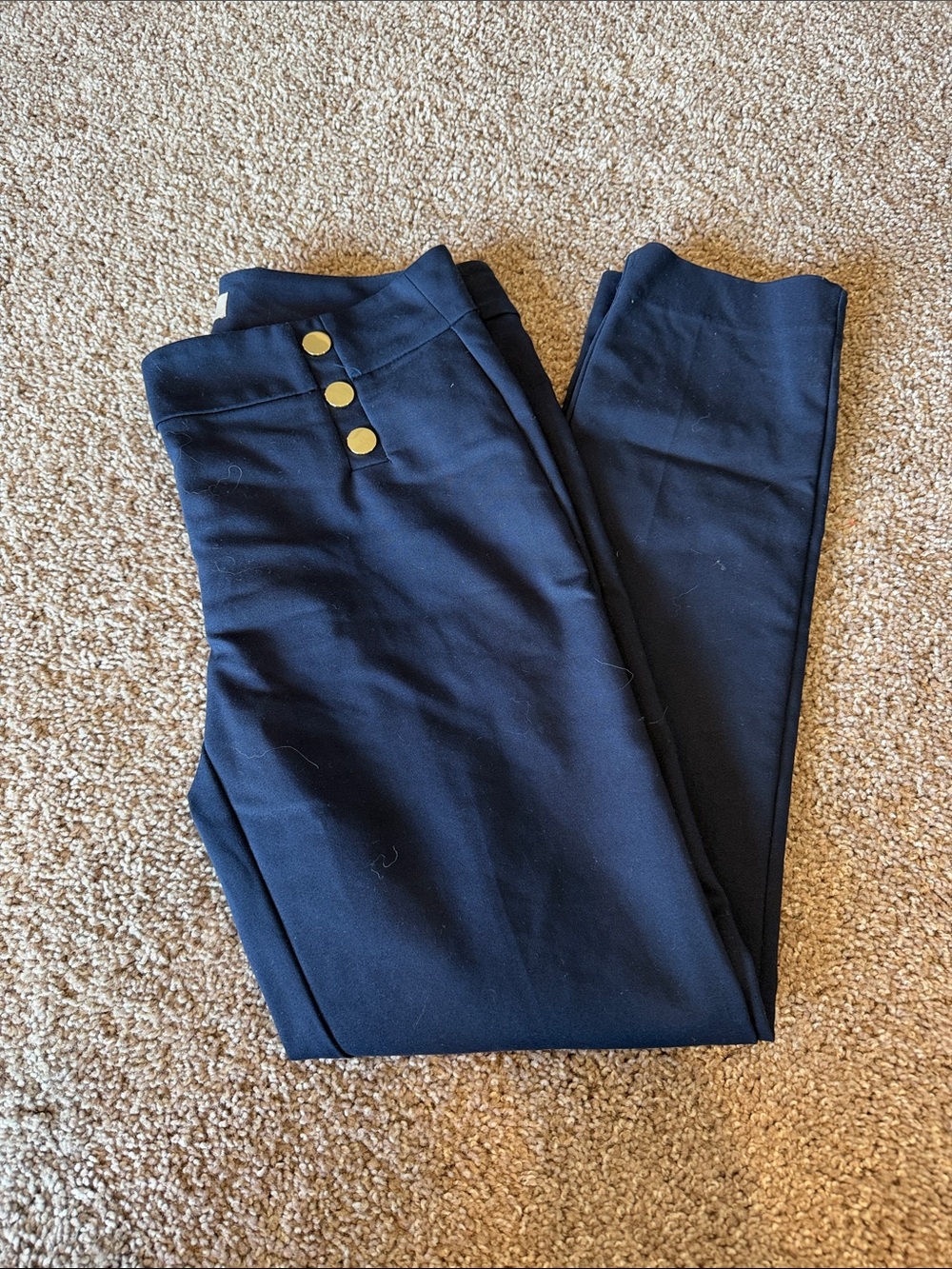 LOFT Navy Pants with Gold Accent Buttons
